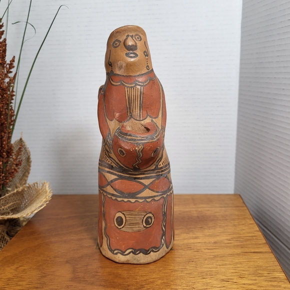 Vintage Hand Painted Red Clay Pottery Angel - Picture 2 of 16